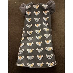 Barbie Doll Clothes Gray Mouse Print Ruffle Sleeve Sheath Dress Fashion B14